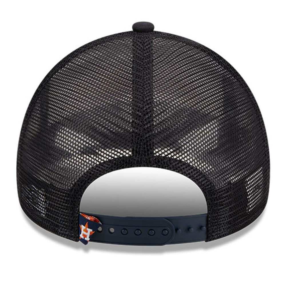 Houston Astros New Era Stacked A-Frame Trucker 9FORTY Adjustable Hat - White/Navy Hats