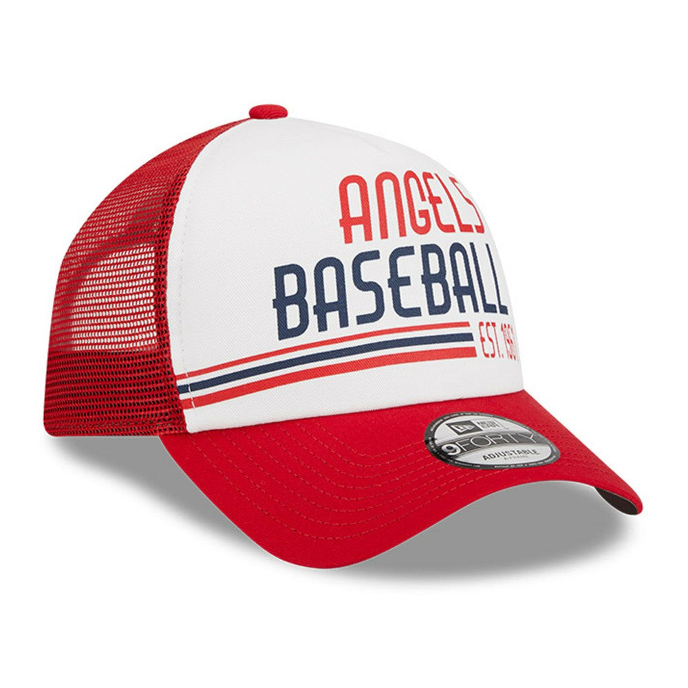 Los Angeles Angels New Era Stacked A-Frame Trucker 9FORTY Adjustable Hat - White/Red Hats