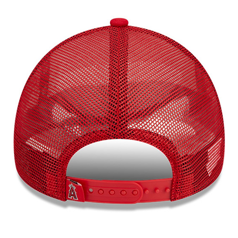 Los Angeles Angels New Era Stacked A-Frame Trucker 9FORTY Adjustable Hat - White/Red Hats