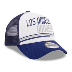 Los Angeles Dodgers New Era Stacked A-Frame Trucker 9FORTY Adjustable Hat - White/Royal Hats