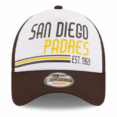 San Diego Padres New Era Stacked A-Frame Trucker 9FORTY Adjustable Hat - White/Brown Hats