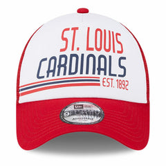 St. Louis Cardinals New Era Stacked A-Frame Trucker 9FORTY Adjustable Hat - White/Red Hats