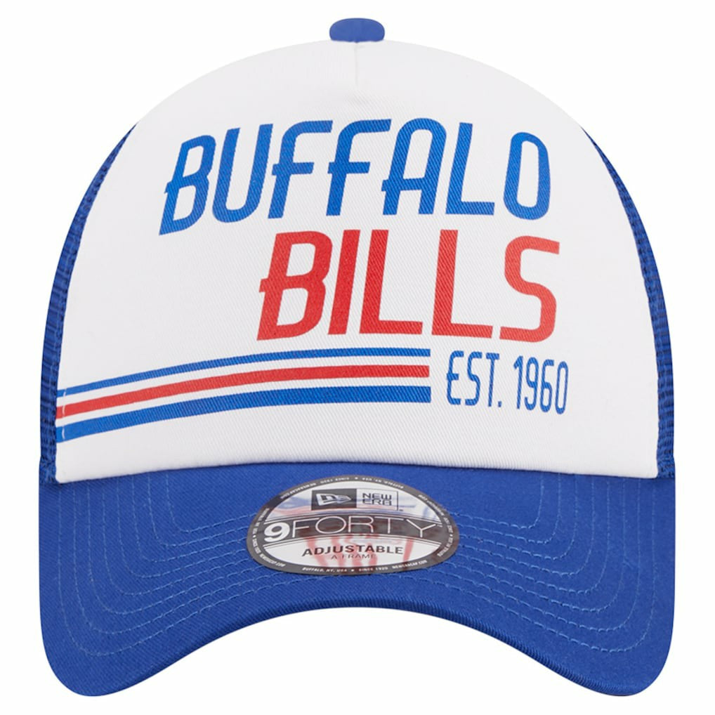 Buffalo Bills New Era Stacked A-Frame Trucker 9FORTY Adjustable Hat - White/Royal Hats