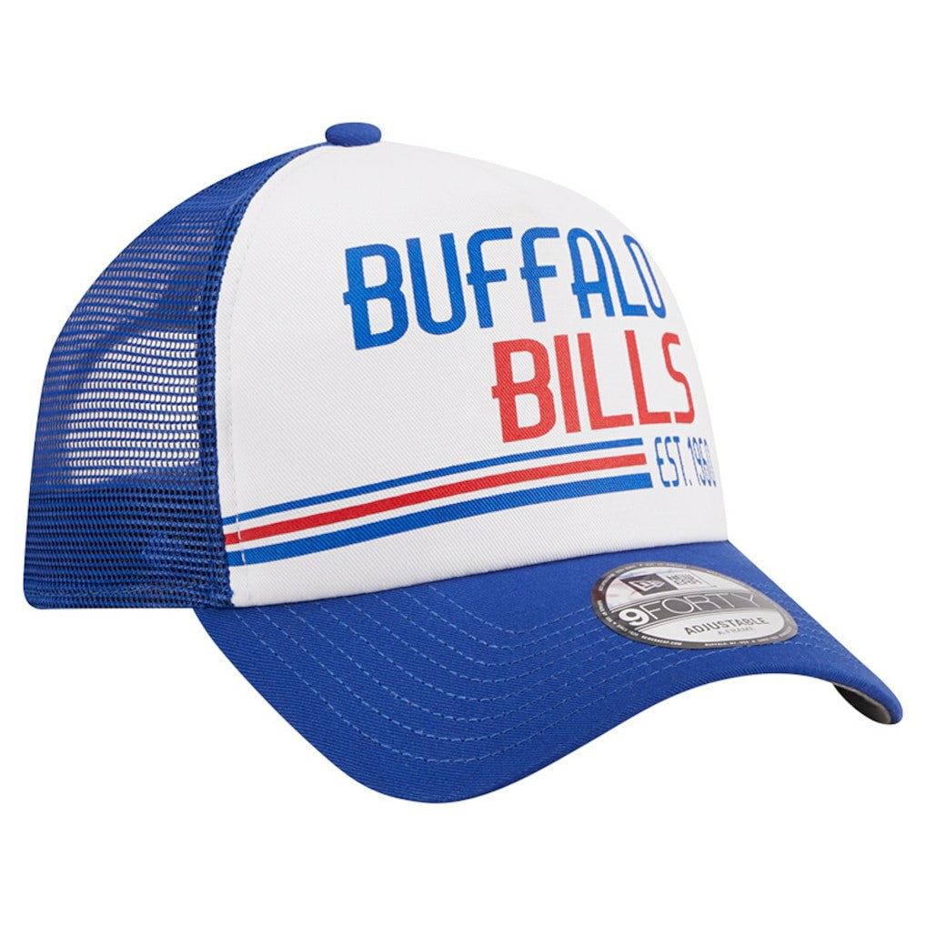 Buffalo Bills New Era Stacked A-Frame Trucker 9FORTY Adjustable Hat - White/Royal Hats