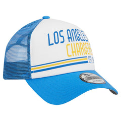 Los Angeles Chargers New Era Stacked A-Frame Trucker 9FORTY Adjustable Hat - White/Powder Blue Hats
