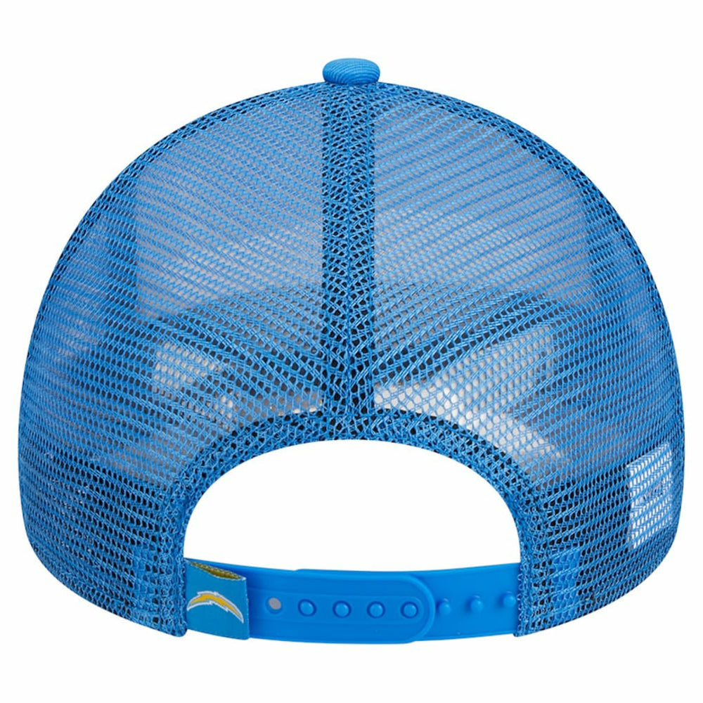 Los Angeles Chargers New Era Stacked A-Frame Trucker 9FORTY Adjustable Hat - White/Powder Blue Hats
