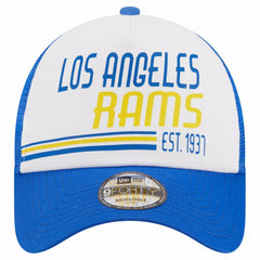 Los Angeles Rams New Era Stacked A-Frame Trucker 9FORTY Adjustable Hat - White/Royal Hats