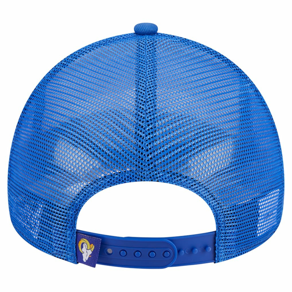 Los Angeles Rams New Era Stacked A-Frame Trucker 9FORTY Adjustable Hat - White/Royal Hats