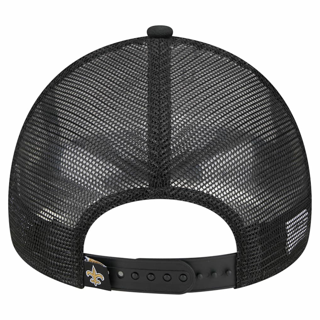 New Orleans Saints New Era Stacked A-Frame Trucker 9FORTY Adjustable Hat - White/Black Hats