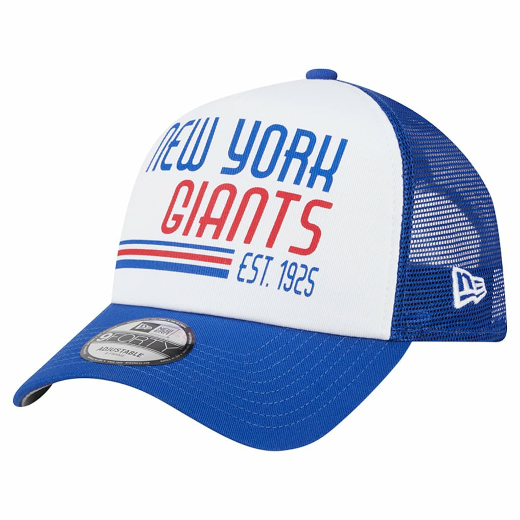 New York Giants New Era Stacked A-Frame Trucker 9FORTY Adjustable Hat - White/Royal Hats