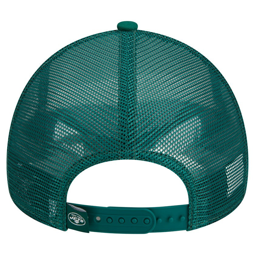 New York Jets New Era Stacked A-Frame Trucker 9FORTY Adjustable Hat - White/Green Hats