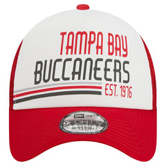 Tampa Bay Buccaneers New Era Stacked A-Frame Trucker 9FORTY Adjustable Hat - White/Red Hats