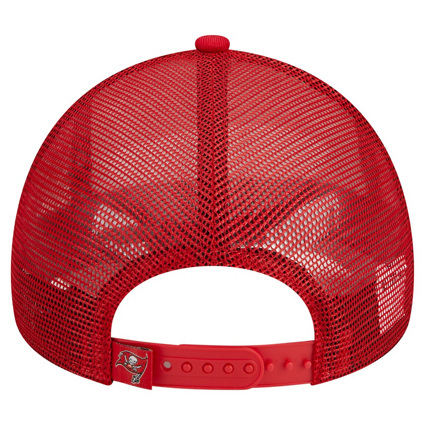 Tampa Bay Buccaneers New Era Stacked A-Frame Trucker 9FORTY Adjustable Hat - White/Red Hats