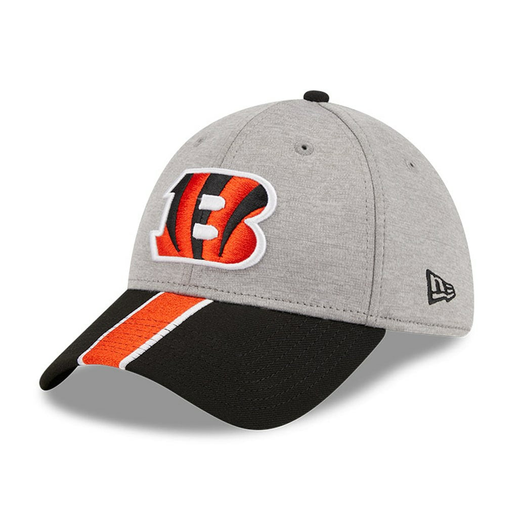 Cincinnati Bengals New Era Striped 39THIRTY Flex Hat - Heather Gray/Black Hats