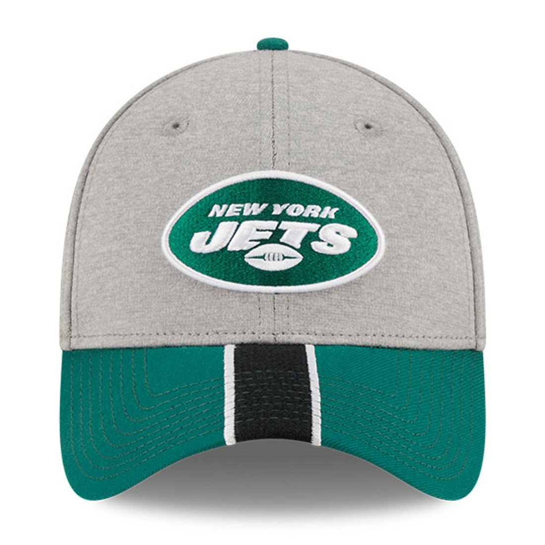 New York Jets New Era Striped 39THIRTY Flex Hat - Heather Gray/Green Hats