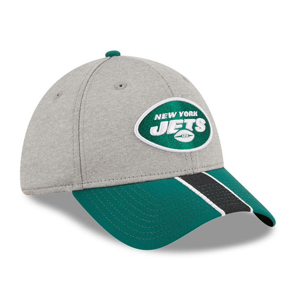 New York Jets New Era Striped 39THIRTY Flex Hat - Heather Gray/Green Hats
