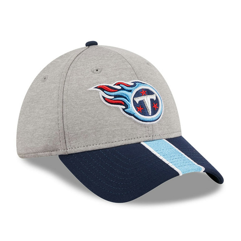 Tennessee Titans New Era Striped 39THIRTY Flex Hat - Heather Gray/Navy Hats