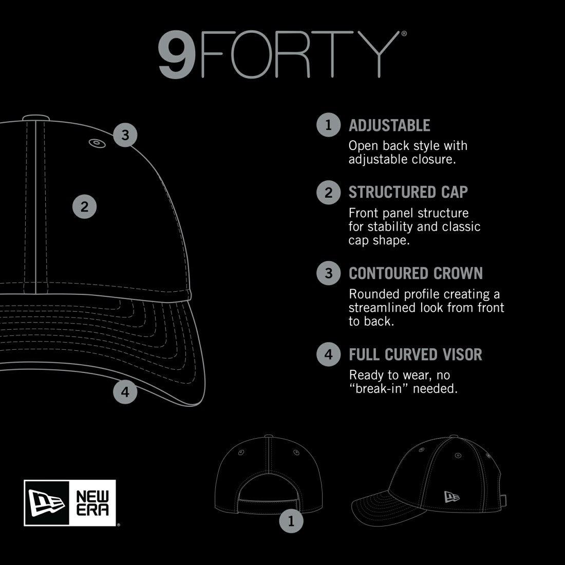 Tennessee Titans New Era Top Visor 9FORTY Adjustable Hat - Black Hats
