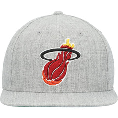 Miami Heat Hardwood Classics 2.0 Snapback Hat Heather Gray - Mitchell & Ness
