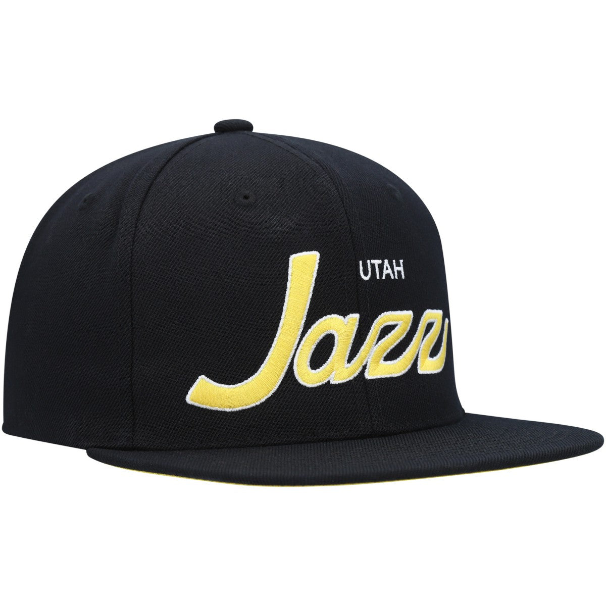 Utah Jazz Hardwood Classics Script 2.0 Snapback Hat Black - Mitchell & Ness