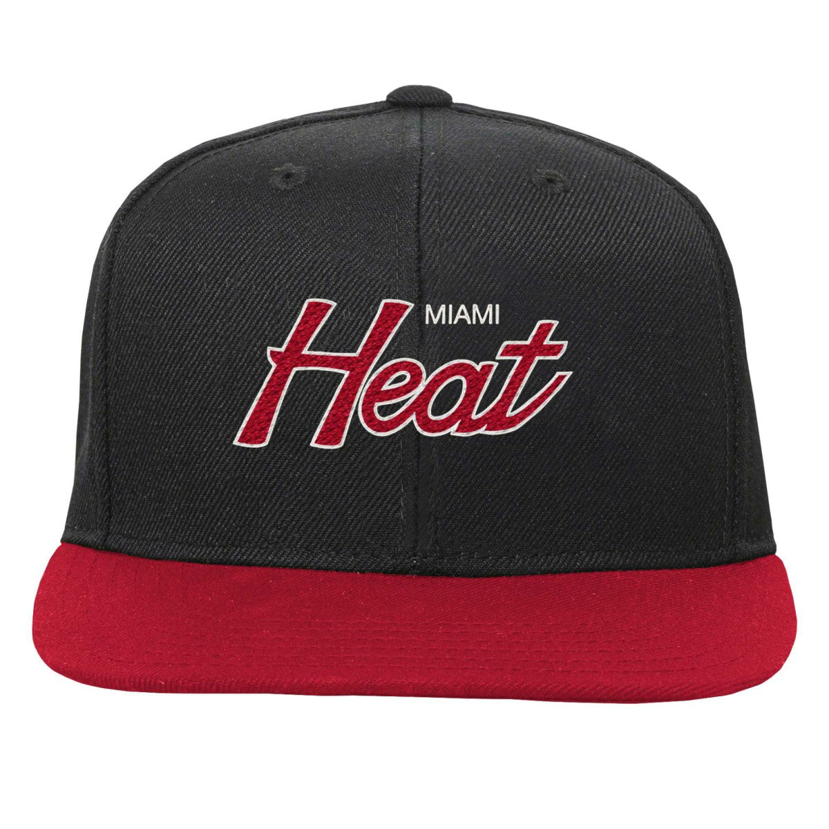 Miami Heat Youth Team Script Snapback Hat Black - Mitchell & Ness