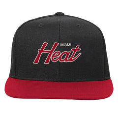 Miami Heat Youth Team Script Snapback Hat Black - Mitchell & Ness