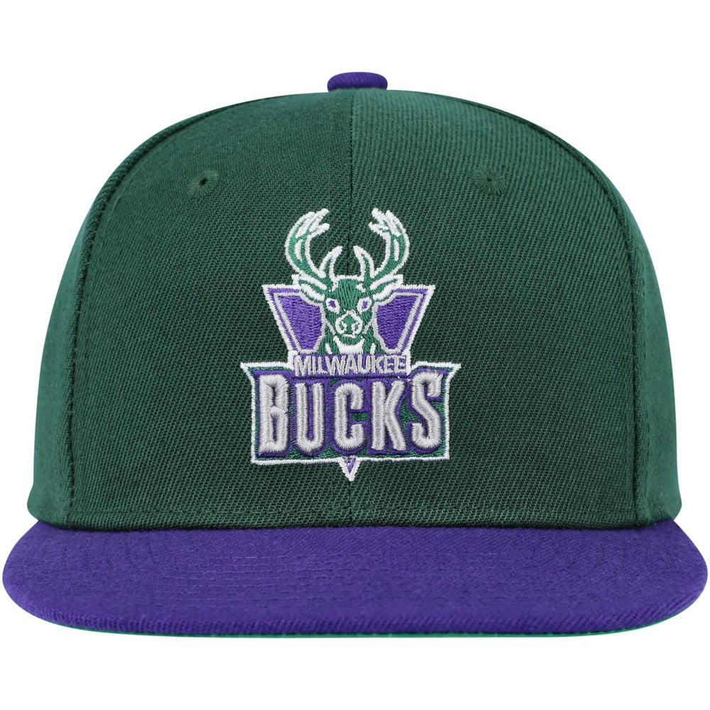 Milwaukee Bucks Youth Two-Tone Snapback Hat Hunter Green/Purple - Mitchell & Ness