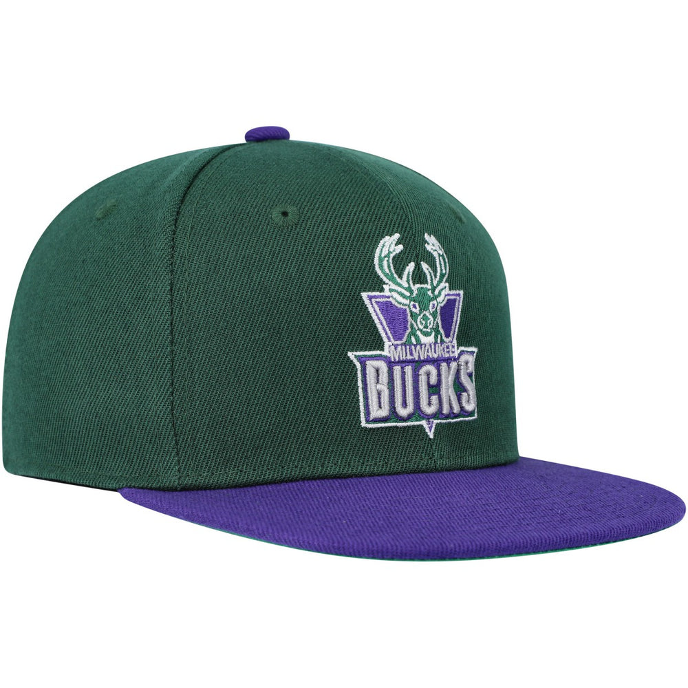 Milwaukee Bucks Youth Two-Tone Snapback Hat Hunter Green/Purple - Mitchell & Ness