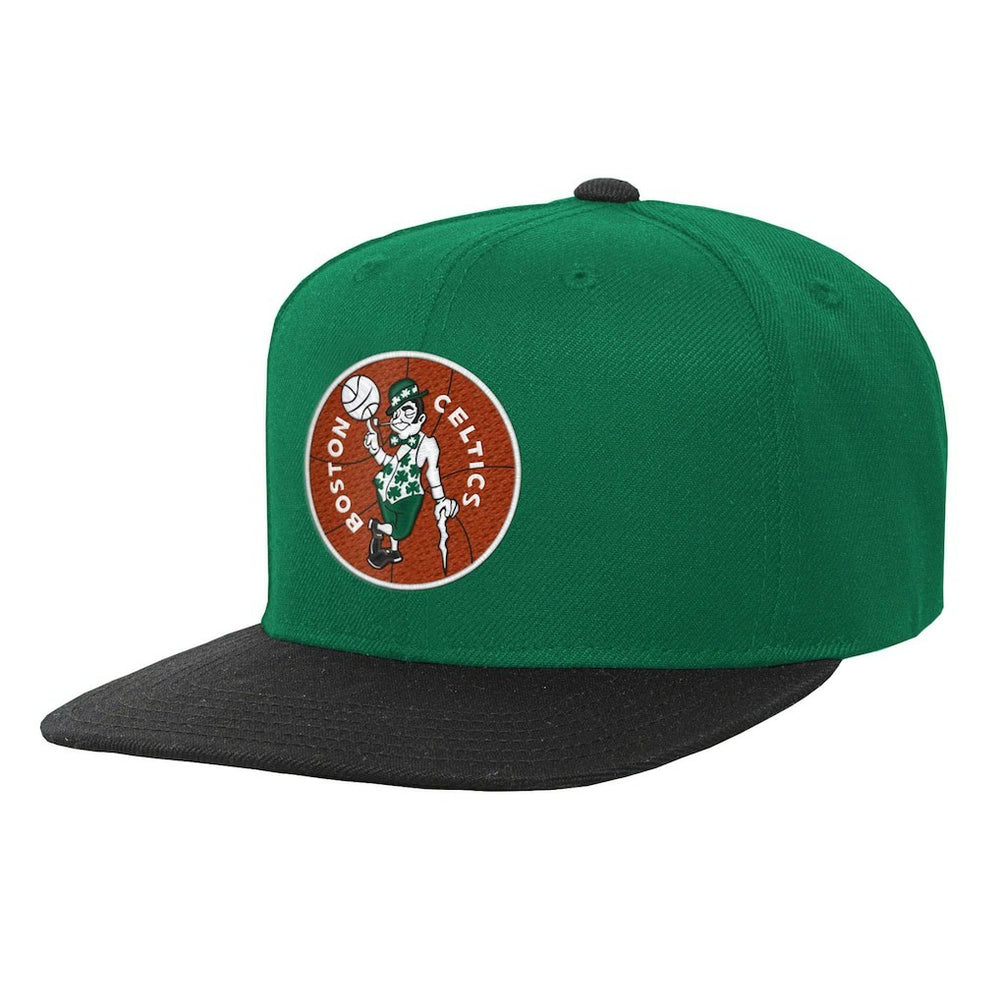Boston Celtics Youth Two-Tone Snapback Hat Kelly Green/Black - Mitchell & Ness