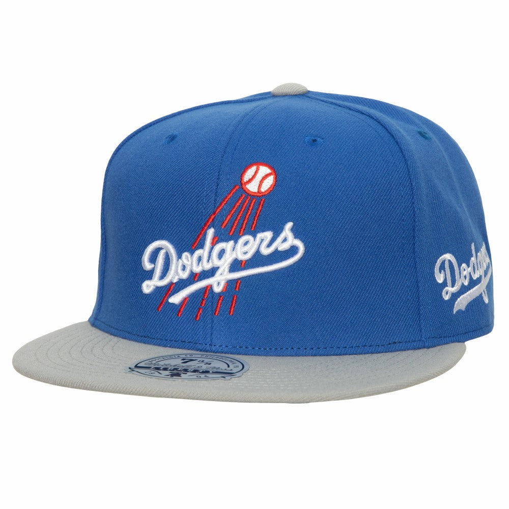 Los Angeles Dodgers Mitchell & Ness Bases Loaded Fitted Hat - Royal/Gray Hats