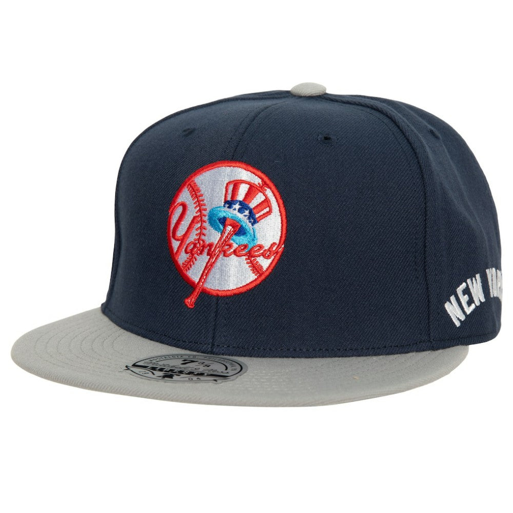 New York Yankees Mitchell & Ness Bases Loaded Fitted Hat - Navy/Gray Hats