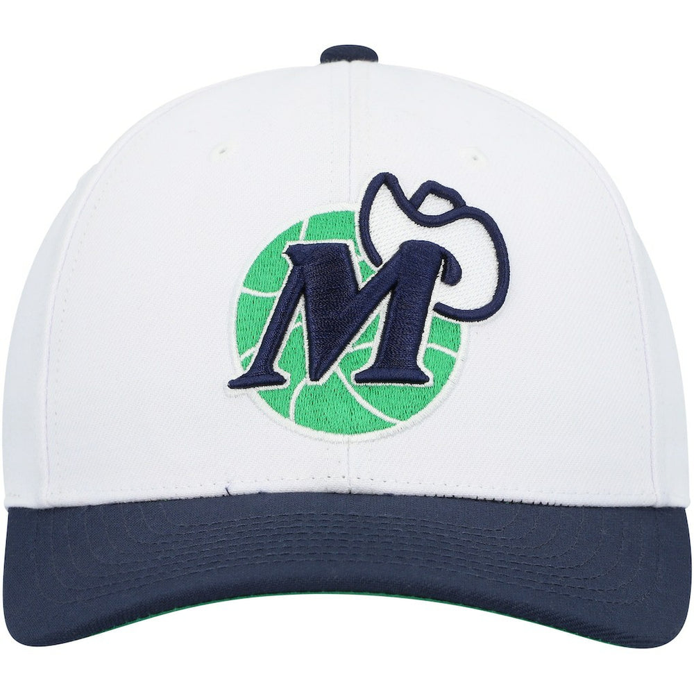 Dallas Mavericks Hardwood Classics Core 2-Tone 2.0 Pro Snapback Hat White/Navy - Mitchell & Ness