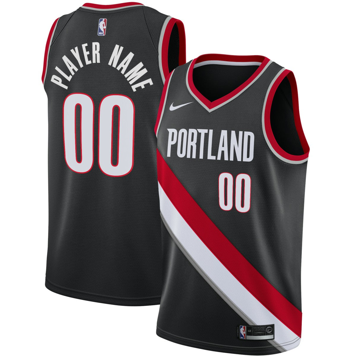 Portland Trail Blazers Swingman Custom Jersey Black Icon Edition - Nike