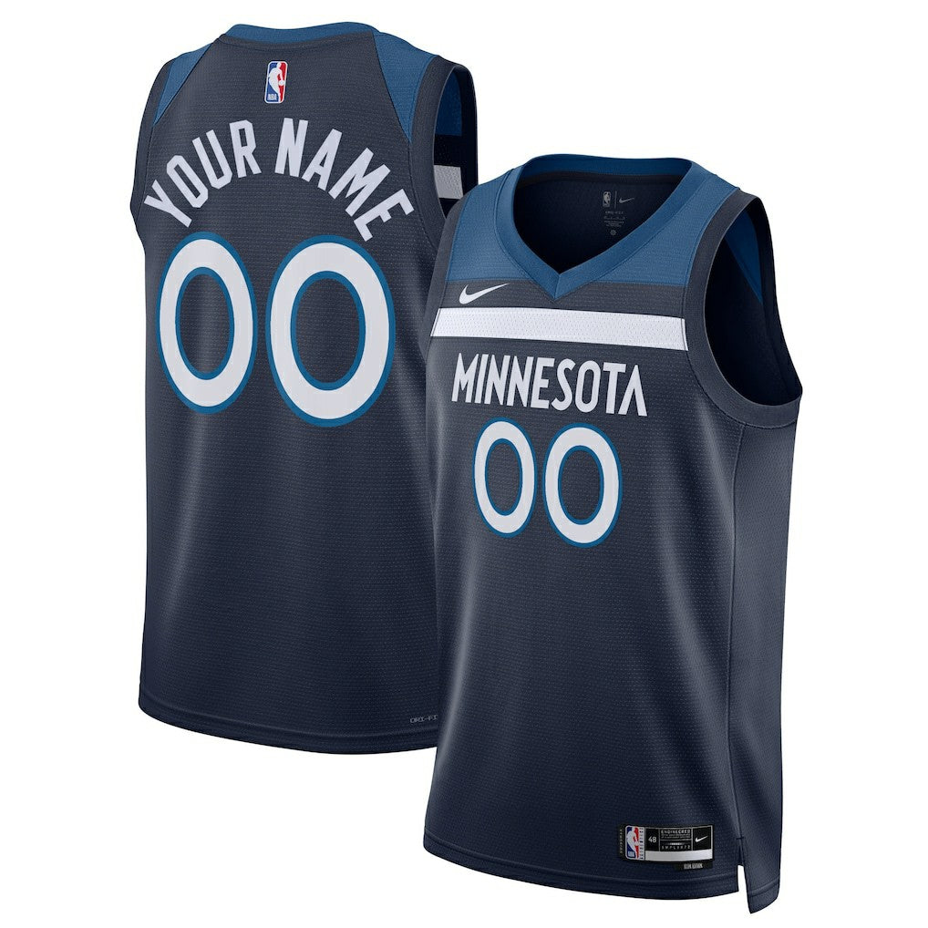 Minnesota Timberwolves Unisex Swingman Custom Jersey Navy Icon Edition - Nike