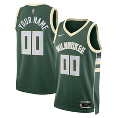 Milwaukee Bucks Unisex Swingman Custom Jersey Hunter Green Icon Edition - Nike outlet