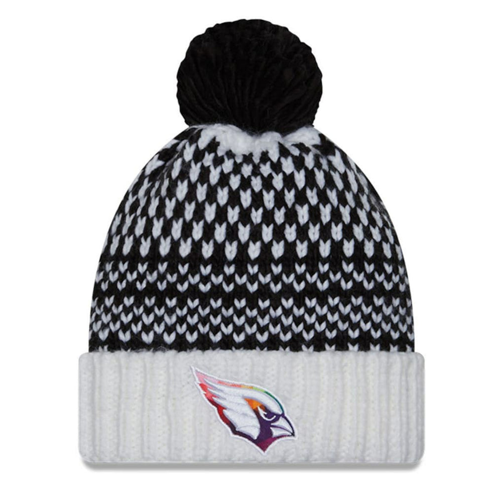 Arizona Cardinals New Era Women's 2023 NFL Crucial Catch Cuffed Pom Knit Hat - Black/White Hats