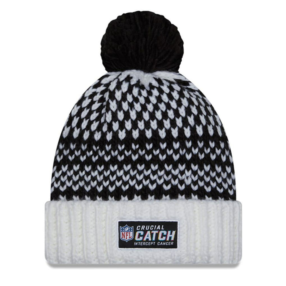 Cleveland Browns New Era Women's 2023 NFL Crucial Catch Cuffed Pom Knit Hat - Black/White Hats