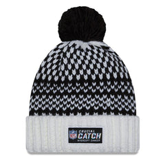 Cleveland Browns New Era Women's 2023 NFL Crucial Catch Cuffed Pom Knit Hat - Black/White Hats