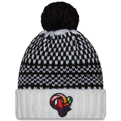 Los Angeles Rams New Era Women's 2023 NFL Crucial Catch Cuffed Pom Knit Hat - Black/White Hats