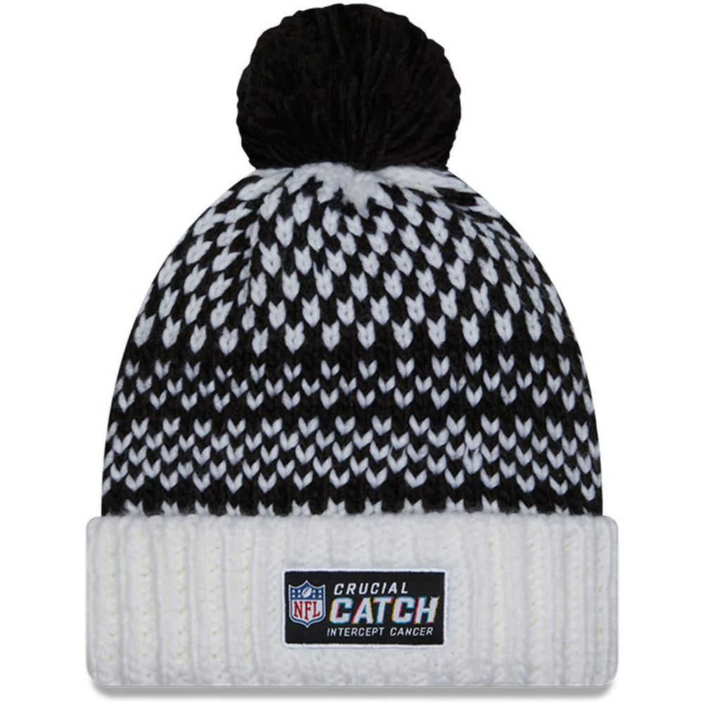 New Orleans Saints New Era Women's 2023 NFL Crucial Catch Cuffed Pom Knit Hat - Black/White Hats
