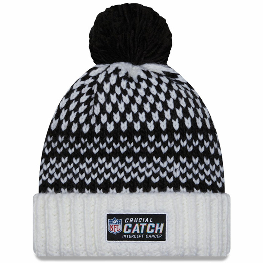 Tampa Bay Buccaneers New Era Women's 2023 NFL Crucial Catch Cuffed Pom Knit Hat - Black/White Hats