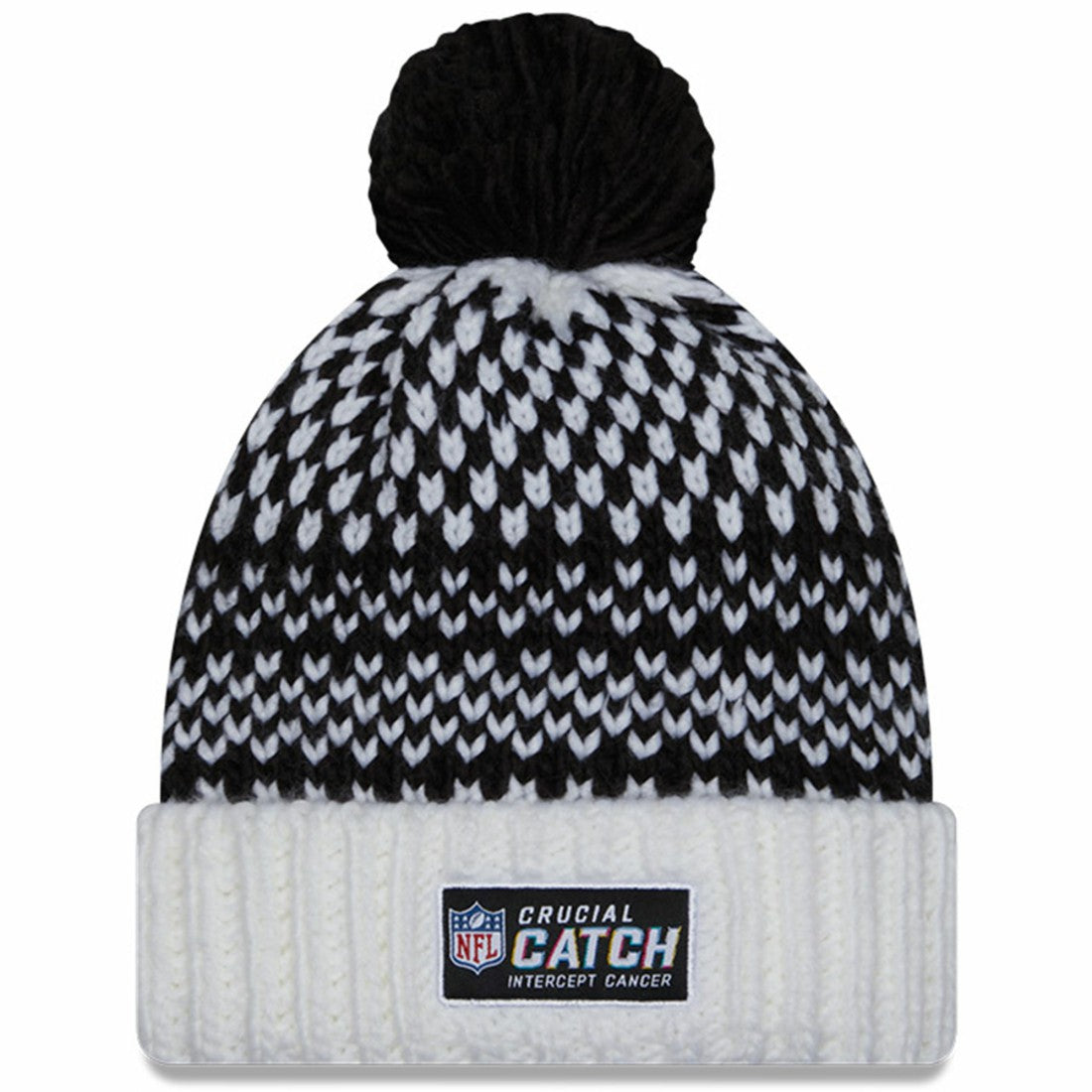 Tennessee Titans New Era Women's 2023 NFL Crucial Catch Cuffed Pom Knit Hat - Black/White Hats