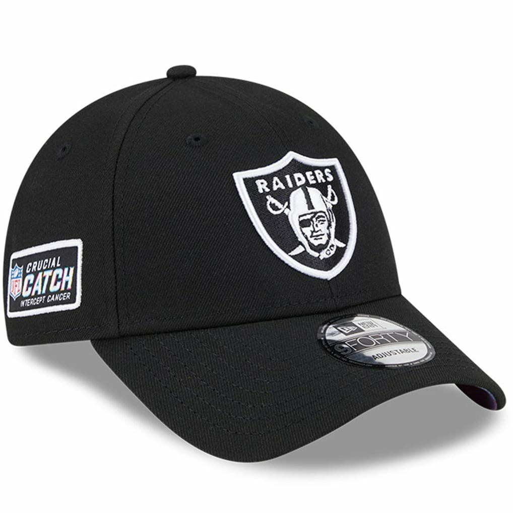 Las Vegas Raiders New Era 2023 NFL Crucial Catch 9FORTY Adjustable Hat - Black Hats
