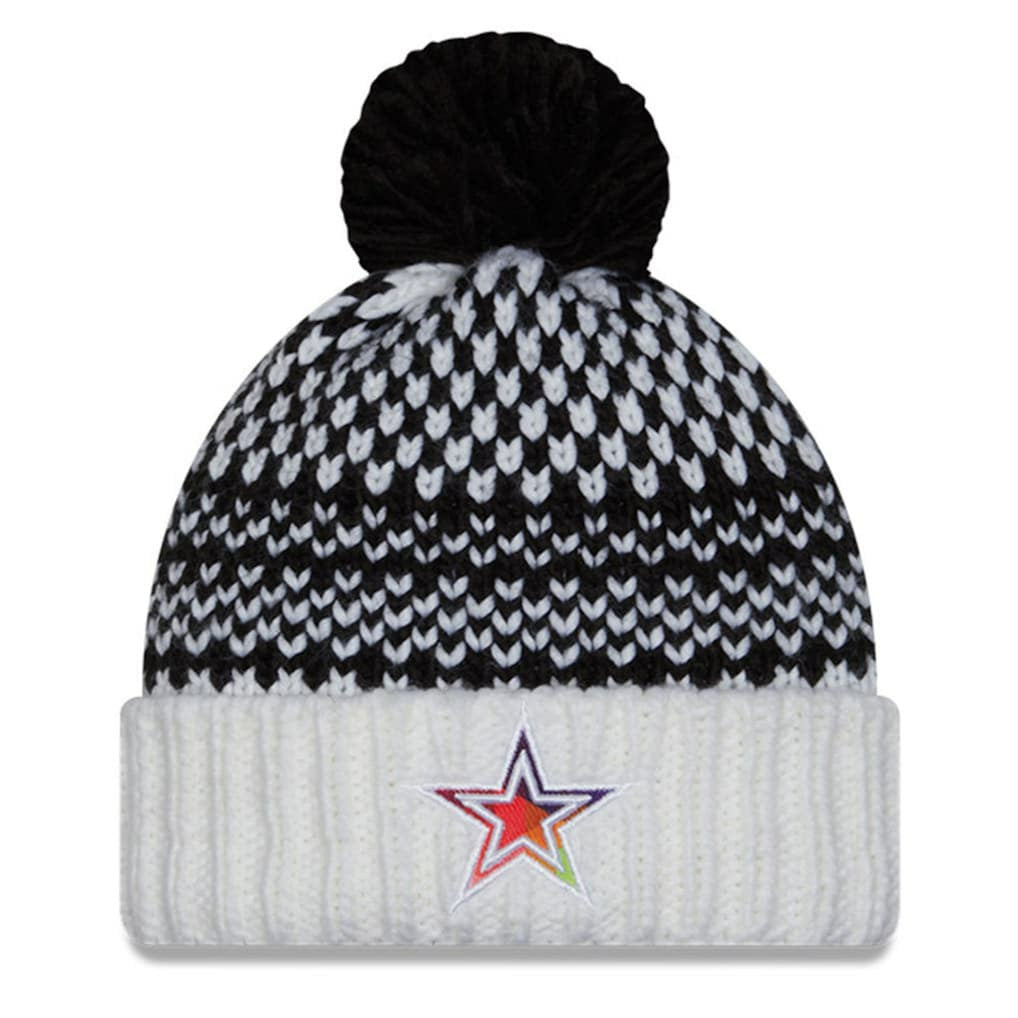 Dallas Cowboys New Era Women's 2023 NFL Crucial Catch Cuffed Pom Knit Hat - Black/White Hats