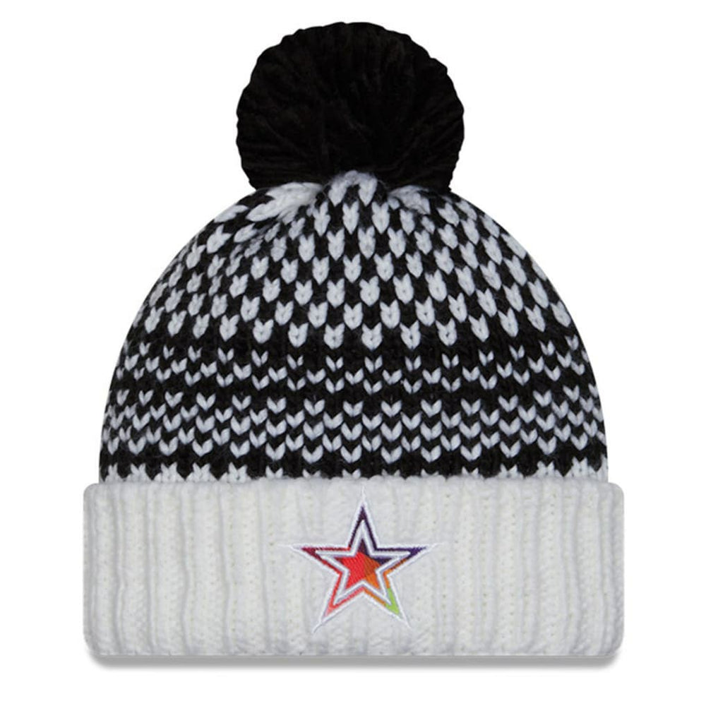 Dallas Cowboys New Era Women's 2023 NFL Crucial Catch Cuffed Pom Knit Hat - Black/White Hats