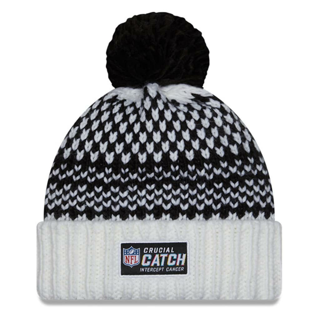 Dallas Cowboys New Era Women's 2023 NFL Crucial Catch Cuffed Pom Knit Hat - Black/White Hats