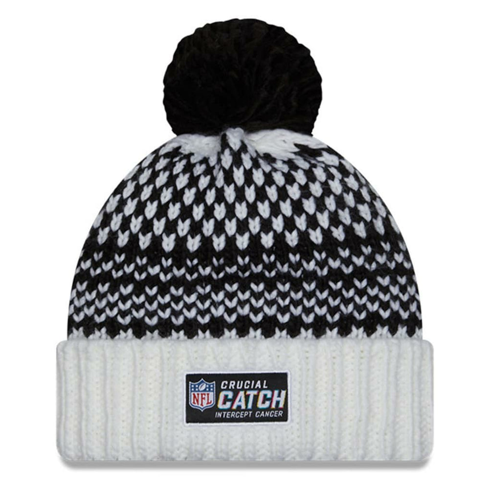Dallas Cowboys New Era Women's 2023 NFL Crucial Catch Cuffed Pom Knit Hat - Black/White Hats