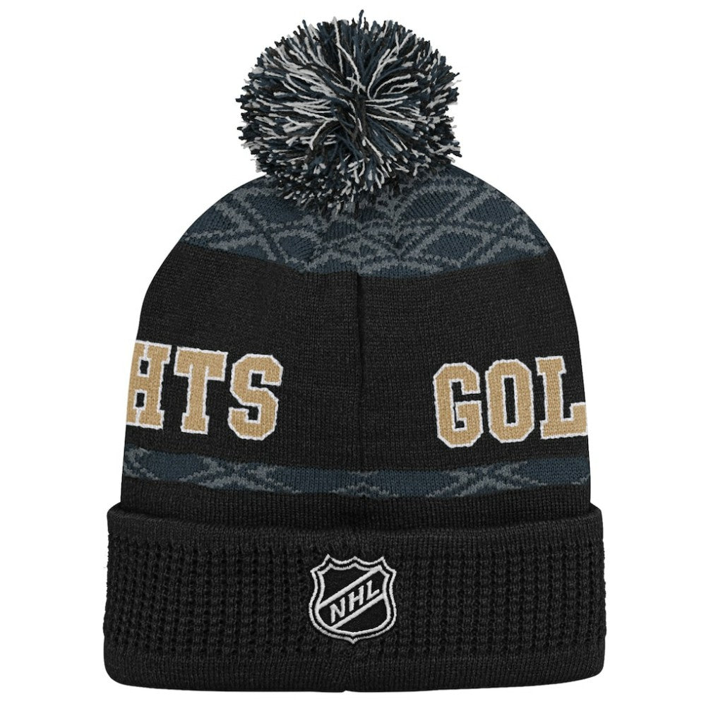 Vegas Golden Knights Youth Puck Cuffed Knit Hat with Pom - Black | US 200025337
