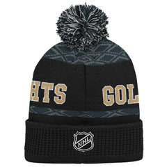 Vegas Golden Knights Youth Puck Cuffed Knit Hat with Pom - Black | US 200025337