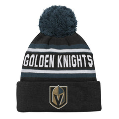Vegas Golden Knights Youth Jacquard Cuffed Knit Hat with Pom - Black | US 200025349
